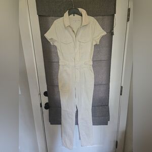 Good American Cream Jumpsuit Size XS Missing Button/ Not Perfect/ Used